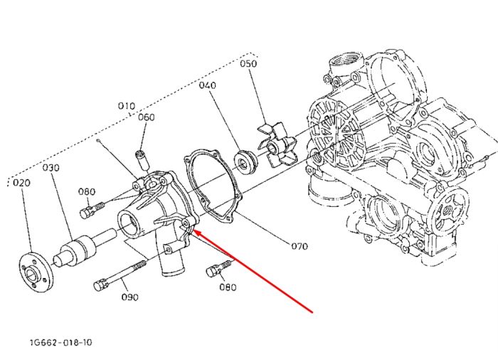 Kubota 1K576-73032 Помпа водяная (насос) для D1105