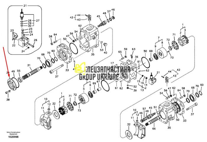 Крышка гидравлического насоса Kawasaki K3V112DT 20/951844 Handok