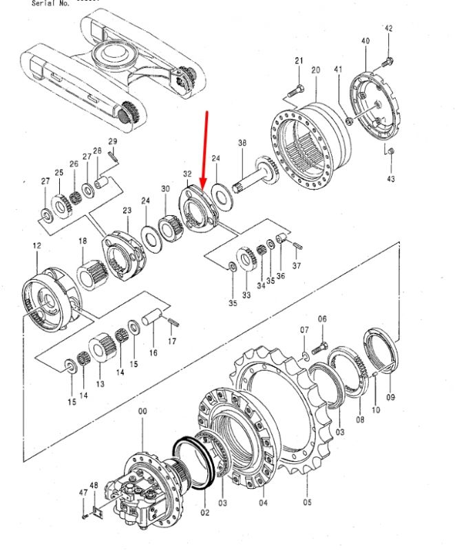 2034835 Водило, планетарная передача Hitachi EX200-3, EX200-5, EX200K-3, EX210H-5, ZX200