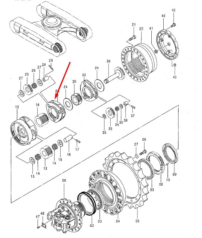 2034836 Водило, планетарная передача Hitachi EX200-3, EX200-5, EX200K-3, EX210H-5, ZX200