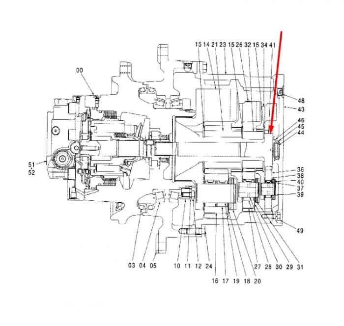 2048000 Вал редуктора хода (24 зуба) Hitachi ZX330, ZX200-3, ZX200, EX-225USR