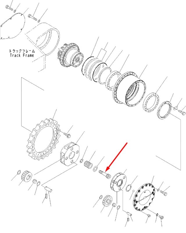 208-27-71112 (208-27-71111) Вал редуктора хода Komatsu PC300, PC300HD, PC300LL