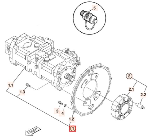 JCB 215/11480 Насос гидравлический в сборе Kawasaki K3V112DT
