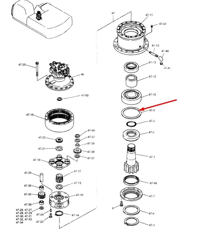 2418Z1448 (2418R599, 72213687, 77253507) Сальник редуктора поворота Kobelco SK330LC