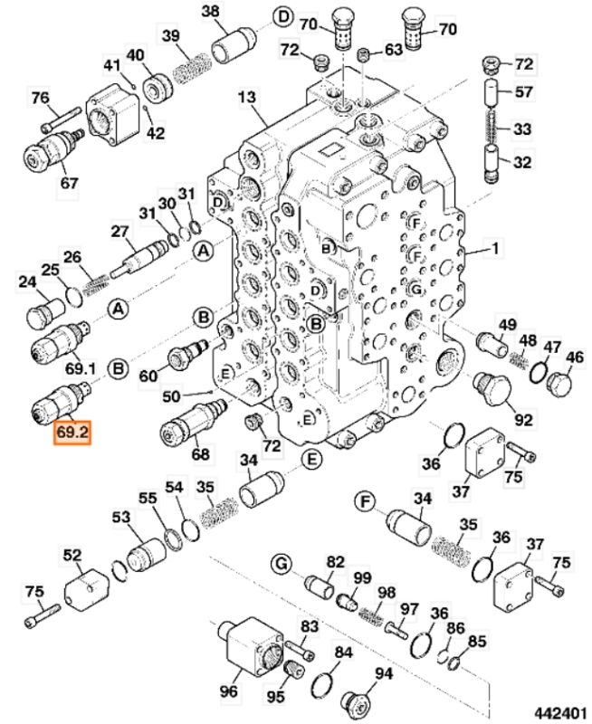 JCB 25/221794 Клапан гідравлічний для JS200
