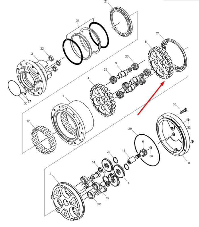DOOSAN 263B1005-01 Ходовая шестерня (B)