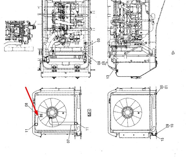 Hitachi 3068554 Патрубок радиатора для EX200, EX210
