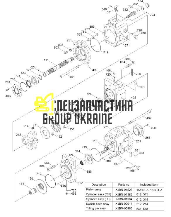 Насос гидравлический в сборе Kawasaki 31QB-10011 Handok