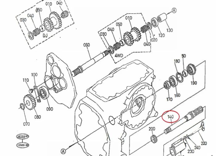 Kubota 34050-23700 Вал відбору потужності