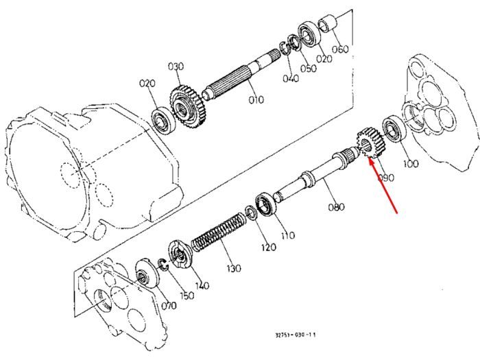 Kubota 34070-23510 Шестерня ВОМа 20T для L35