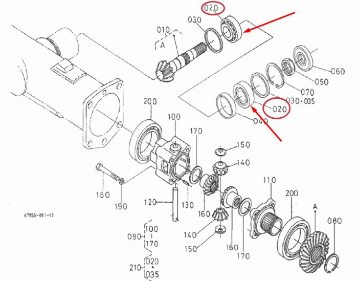 Kubota 37410-56730 Подшипник хвостовика переднего моста