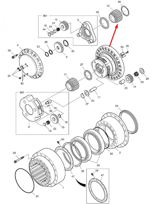 404-00081A Шестерня (сателлит) 2-ой ступени редуктора Doosan DX340LC