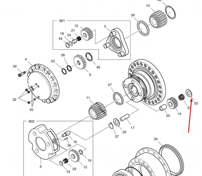 412-00038 Шайба опорная Doosan DX300LC