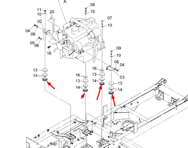 Hitachi 4177883 Подушка опоры двигателя для EX100, EX120