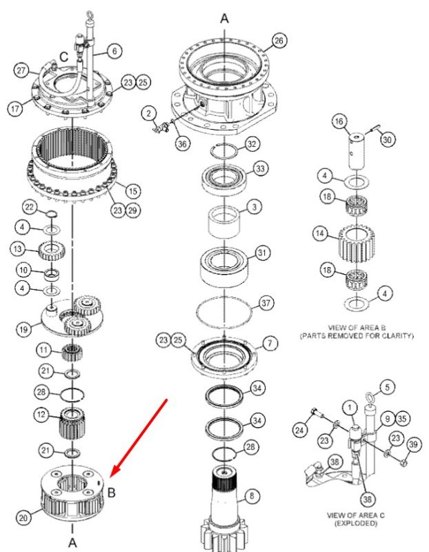 418-7235 Вторая планетарная передача поворотного редуктора CAT 349D2
