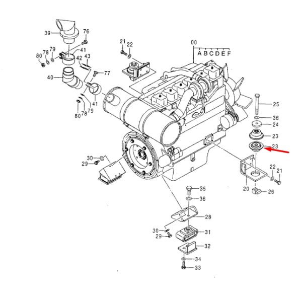 Hitachi 4183995 Подушки двигателя для ISUZU 6WG1, HITACHI ZX450-1/5G