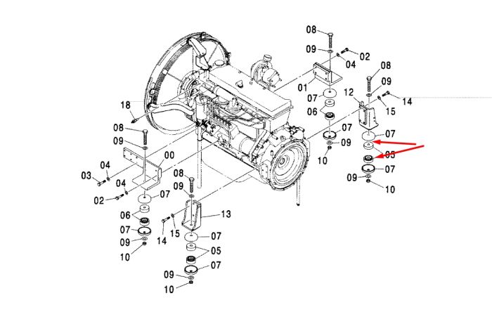 Hitachi 4655723 Подушка опоры двигателя для ZX670LC-5B ZX870H-5G