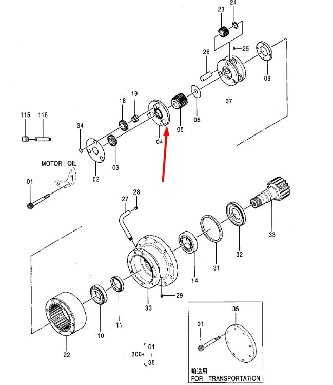4397246 Держатель в сборе с шестерней Hitachi ZX75US