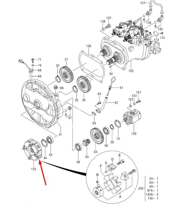 Hitachi 4671573 Гибкая муфта 15Т для ZX170, ZX18