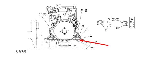 Hitachi 4448739 Подушка опоры двигателя для ZX140, ZX145