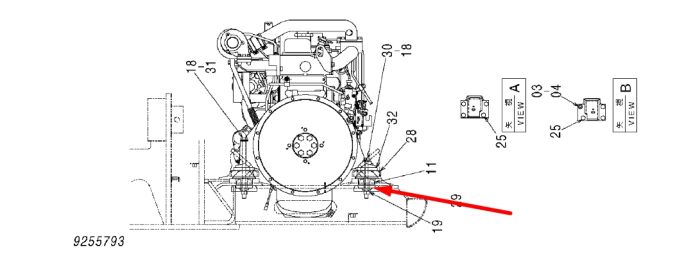 Hitachi 4448739 Подушка опоры двигателя для ZX140, ZX145