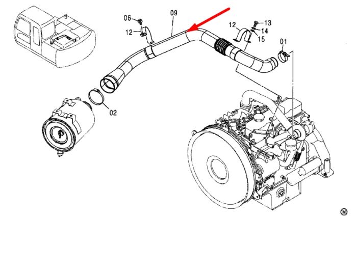 Hitachi 4429705 Патрубок воздушный для ZX120, ZX130