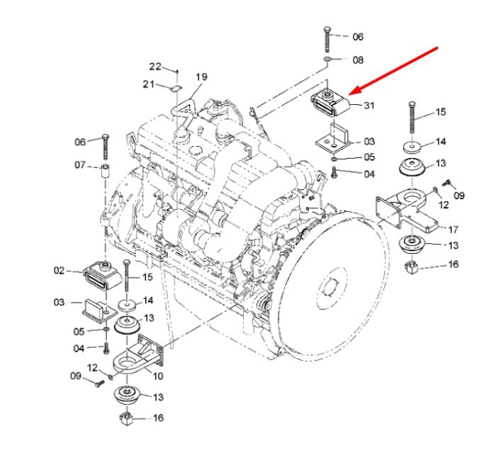 Hitachi 4467459, 4435106 Подушки двигателя для ZX450, ZX460