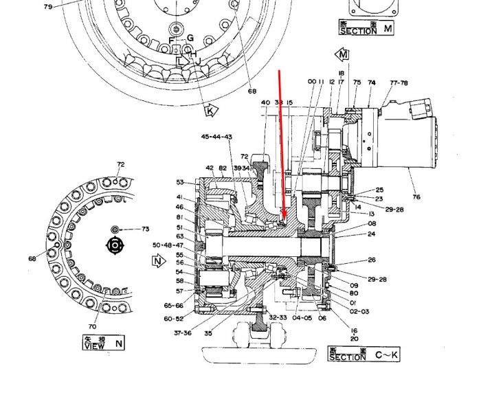 Сальник бортового редуктора 4514259 Hitachi EX200-5, EX220-5, EX200-3, ZX230 даукон, уплотнение