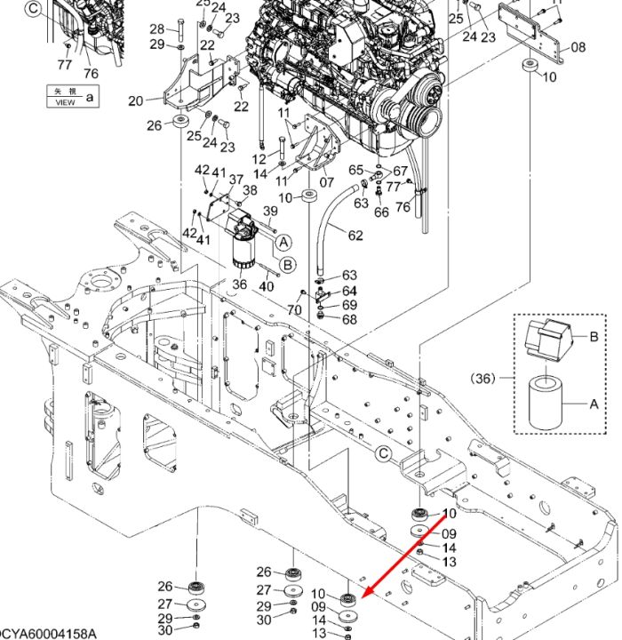 Hitachi 4622543 Подушка двигателя 6HK1 для ZX330