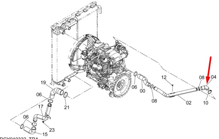 Hitachi 4643558 Шланг интеркулера для ZX200, ZX210