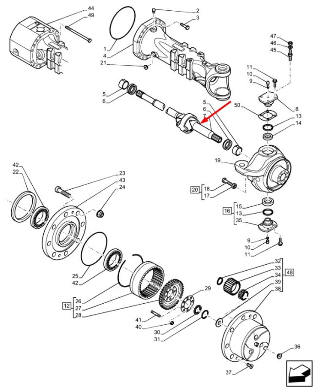 47973990 Полуось в сборе New Holland, Dana Spicer