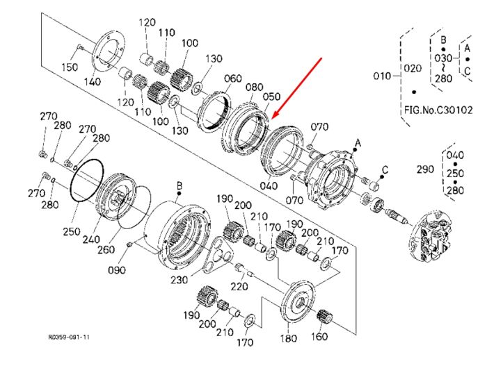 Главный подшипник 68671-13330 для редуктора KUBOTA KX151