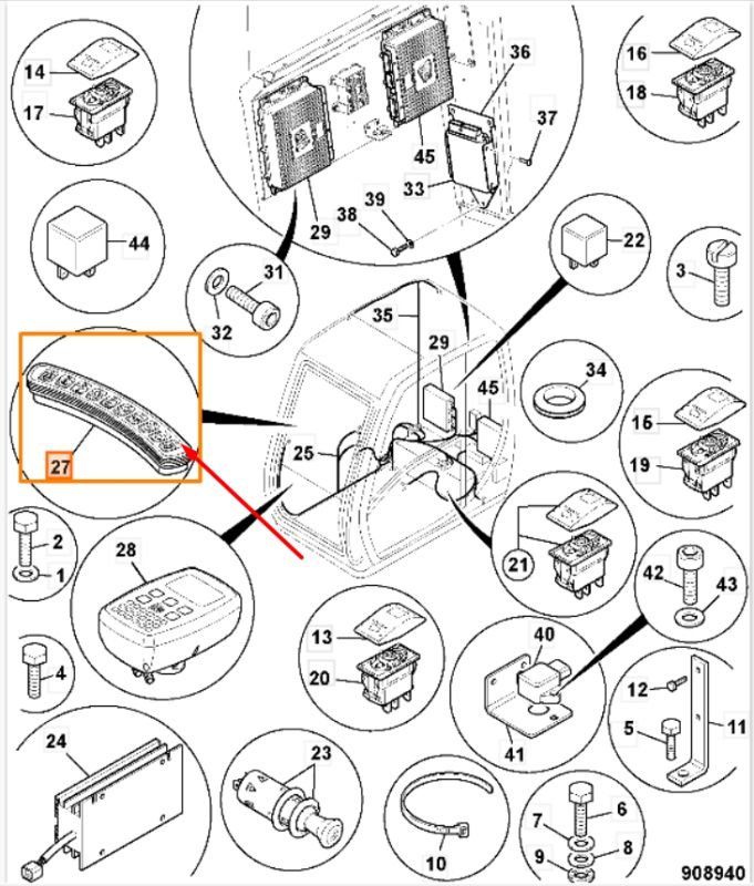 JCB 701/80544 Панель приборов для JS160W