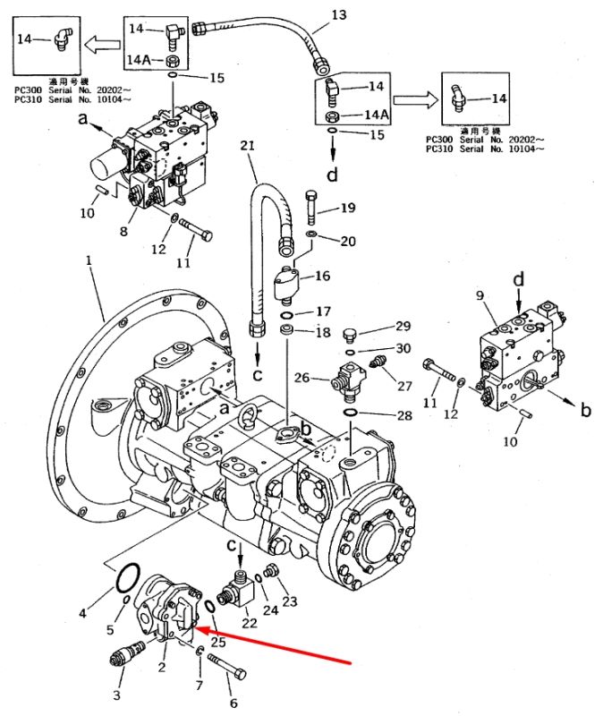Komatsu 704-23-30601 Насос шестеренчатый для HPV160