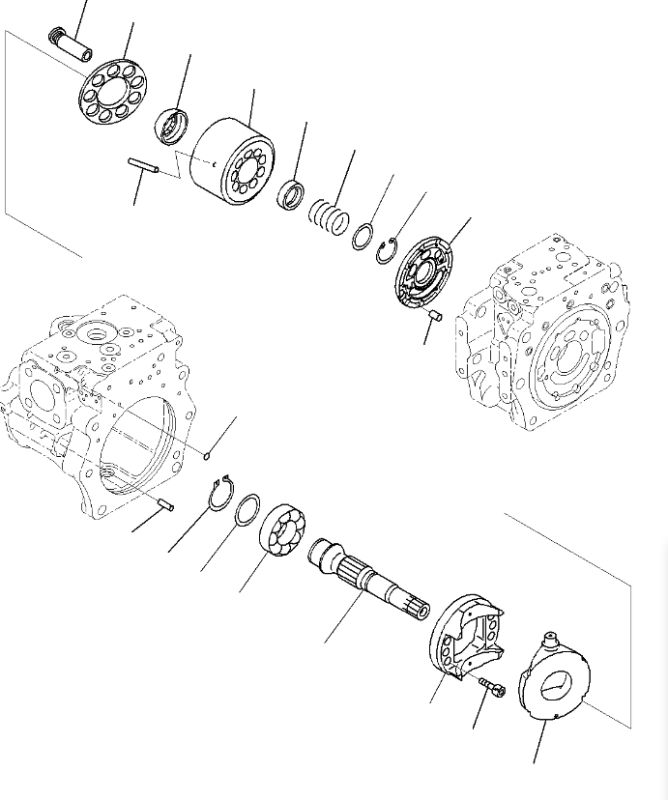 Komatsu 708-2G-12121, 708-2G-12190 Вал гідронасосу ведений для гідравліки HPV140 Handok