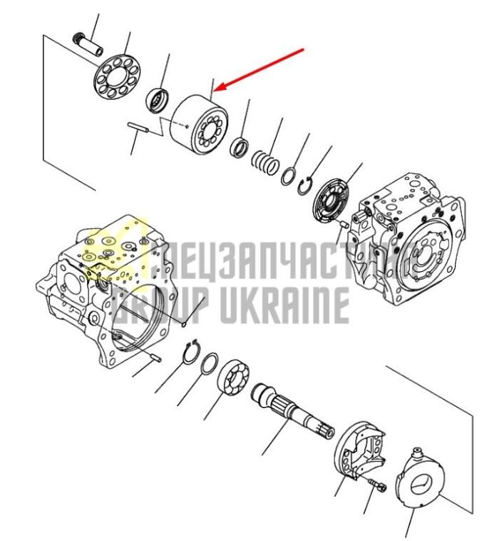 Komatsu 708-2G-04151 Блок цилиндров и Распределительная шайба L для гидравлики HPV140 Handok