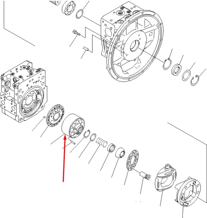 Komatsu 708-2L-06271, 708-2L-06273 Блок цилиндров и Распределительная шайба L для гидравлики HPV112 Handok