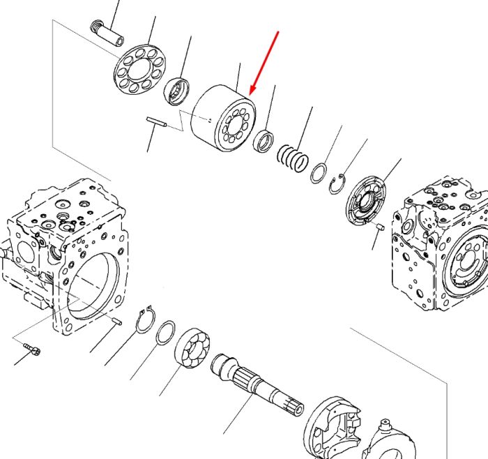 Komatsu 708-2L-06480, 708-2L-33190 Блок цилиндров и Распределительная шайба L для гидравлики HPV95 Handok