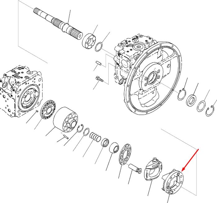Komatsu 708-2L-06630, 708-2L-06190, 708-2L-23853 Суппорт люльки для гидравлики HPV95 Handok