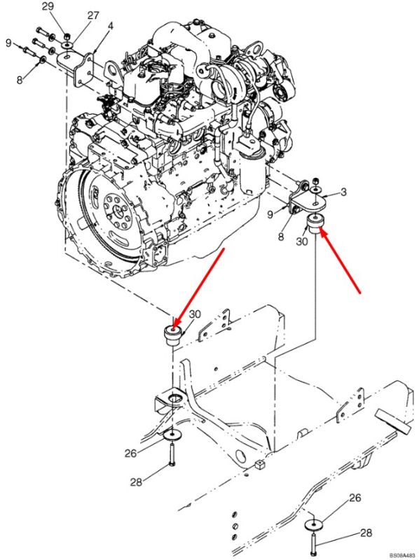 87488318 Подушка двигателя Case 580SR 580T 590ST 695ST 695SM 695SR