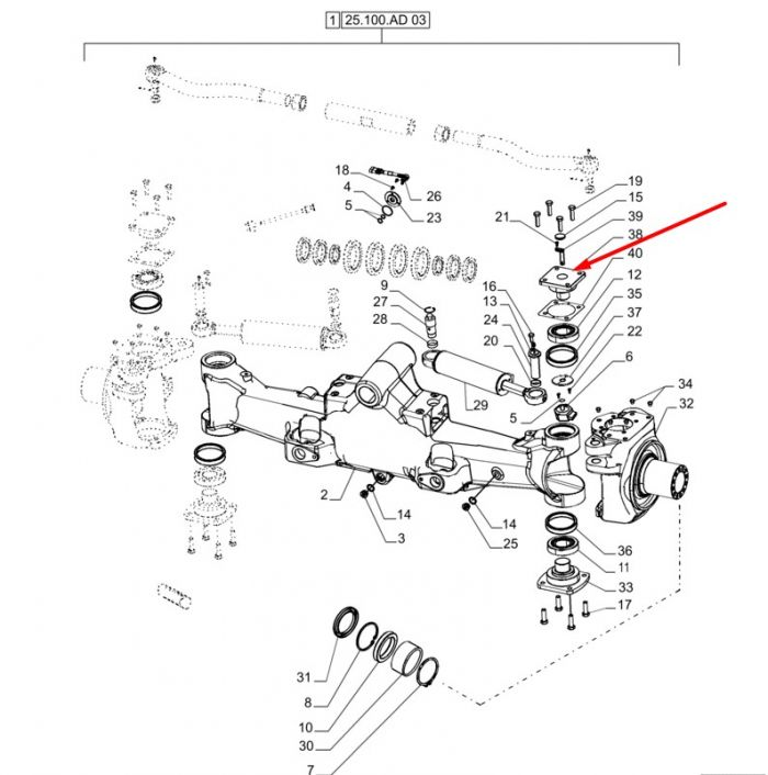 87674610 (770.06.043.01) Шкворень верхний New Holland, DANA Spicer T8.390/Mag.340