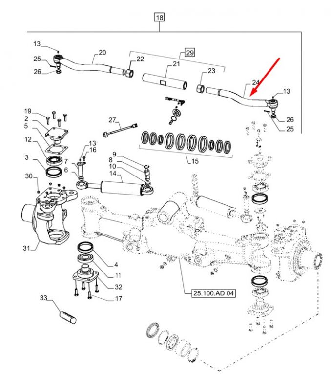87674617 (87674615) Наконечник рулевой тяги, левый New Holland, Dana Spicer T8.390/Mag.340