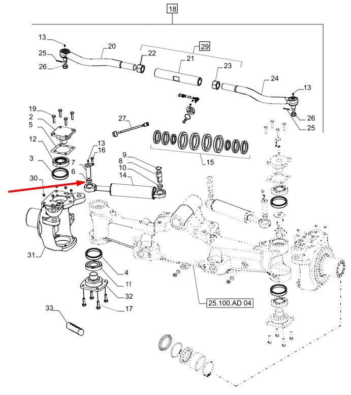 87674624 (87026499, 87554192) Втулка распорная г/цилиндра New Holland, Dana Spicer