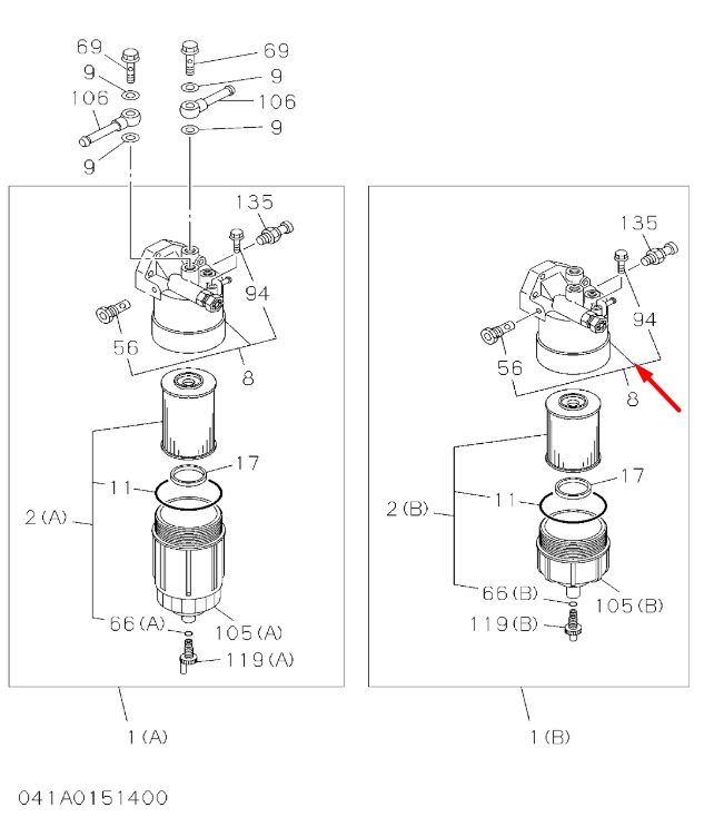 John Deere 8980864341 Корпус (площадка) топливного фильтра тонкой очистки 4JJ1, 4HK1, 6HK1, 6WG1 ISUZU