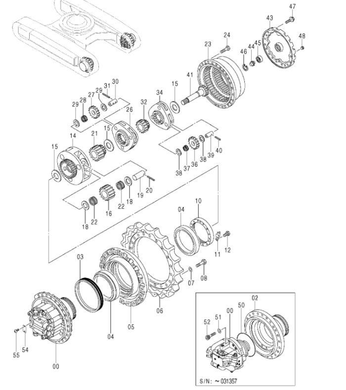 9190221 Редуктор хода Hitachi ZX330 9212584 / 9190222 / 9232360 / FFSB111846 / FFSB114394