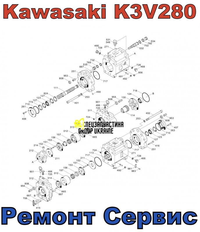 Муфта валов Kawasaki K3V280DTH XJBN-01132 Handok