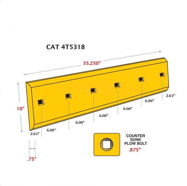 4T5318 Caterpillar Центральный нож отвала (Режущая кромка)