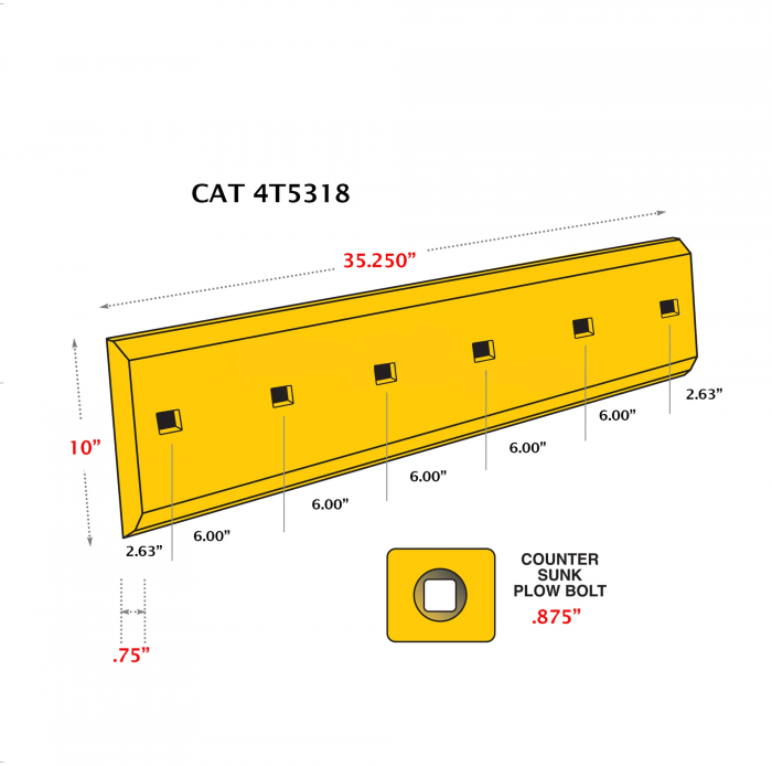 4T5318 Caterpillar Центральный нож отвала (Режущая кромка)