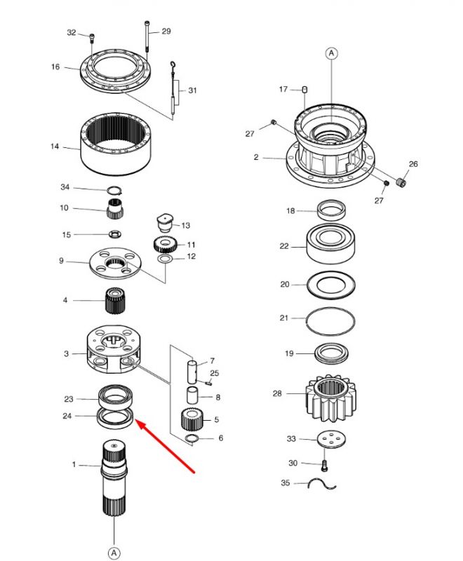 DS-32-24 Сальник редуктора поворота Doosan 420lc-v