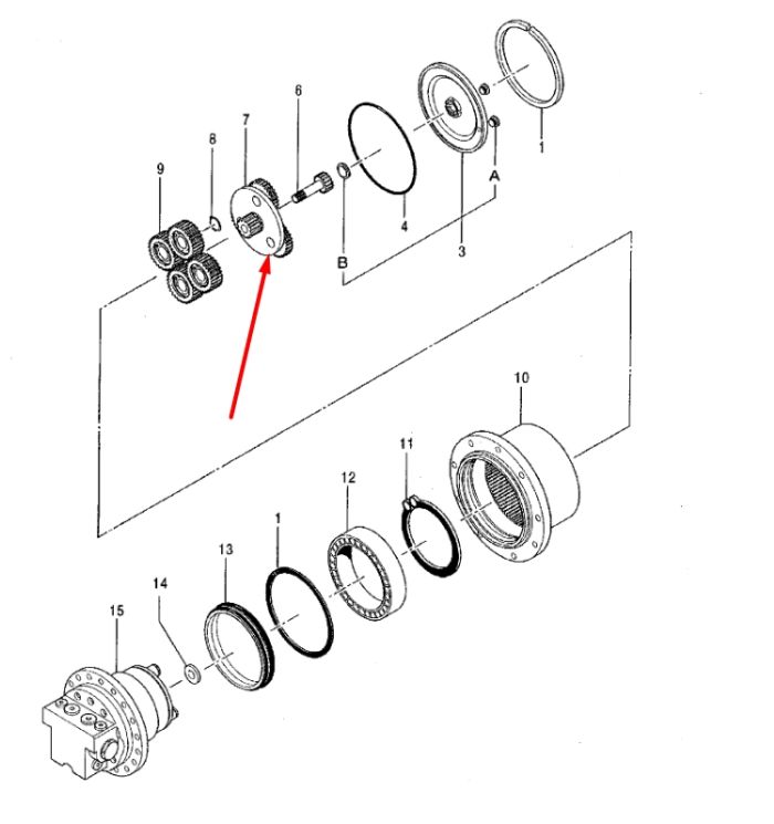 E0887907 Планетарная передача редуктора HITACHI ZX16